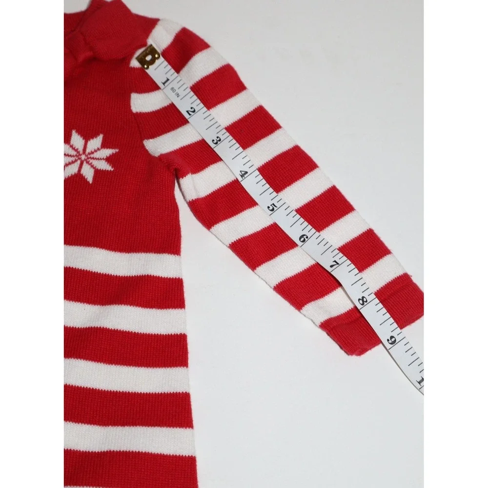 GYMBOREE Christmas Holiday Red White Sweater Dress Reindeer Bow Girls 3-6 Months